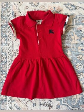 Burberry Red Polo Dress with Logo